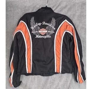 Harley Davidson‎ Motorcycle Jacket Womens Medium Riding Gear Black Orange